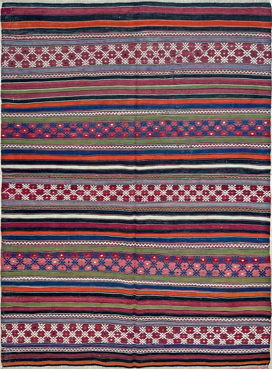 striped vintage turkish kilim rug shop san francisco bay area. Handmade wool flatweave rug for living room kitchen bedroom nursery