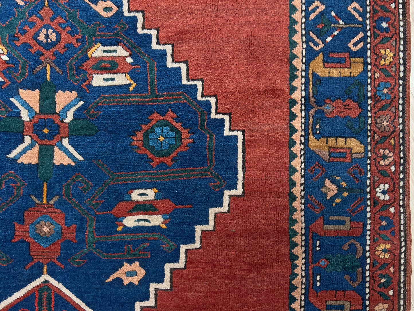 Caucasian terracotta scatter handmade rug shop san francisco bay area. Oriental rug shop palo alto.