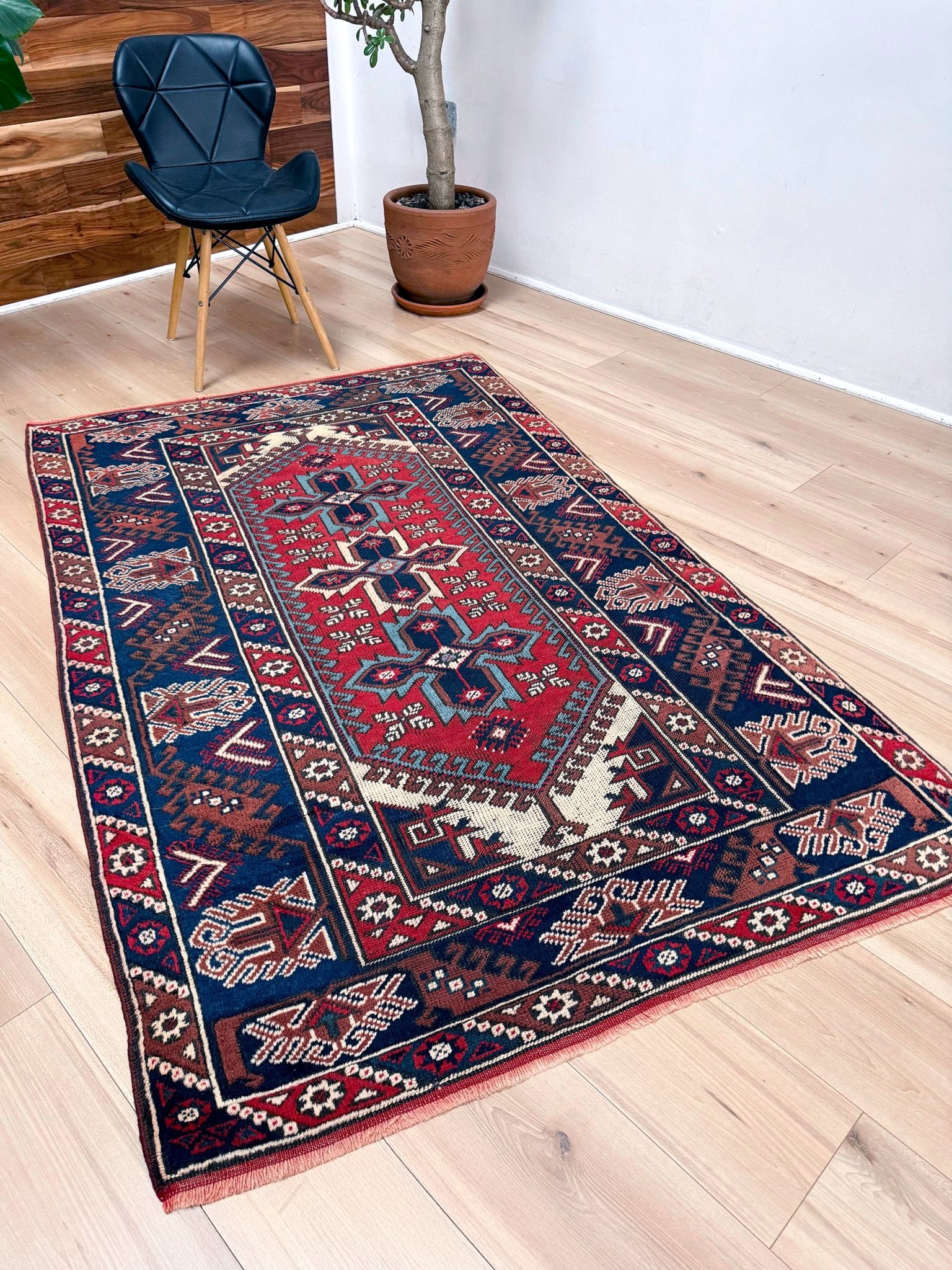 5x7 Dosemealti vintage Turkish tribal rug with geometric medallions. Handmade and available from the best luxury rug shop in the San Francisco Bay Area. Free shipping