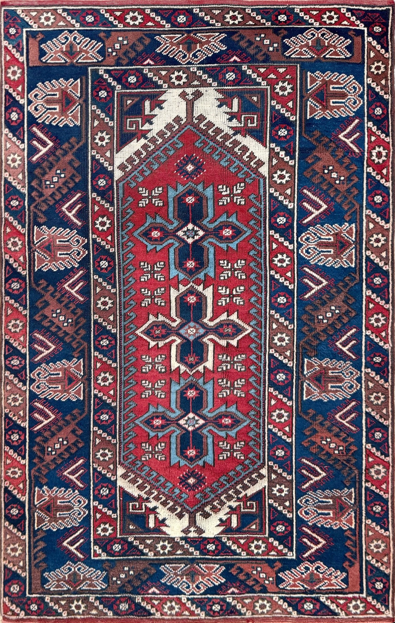 5x7 Dosemealti vintage Turkish tribal rug with geometric medallions. Handmade and available from the best luxury rug shop in the San Francisco Bay Area. Free shipping