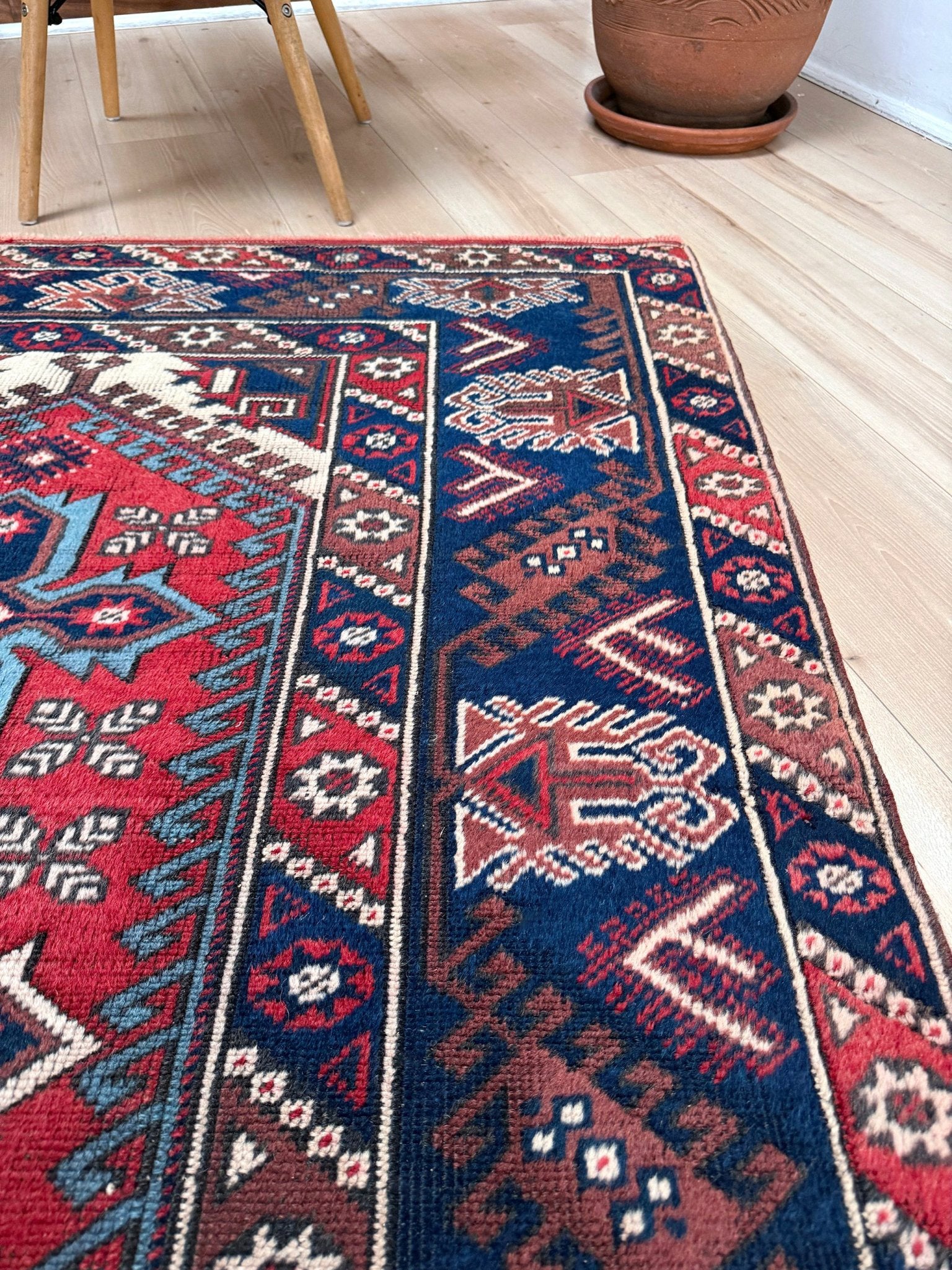 5x7 Dosemealti vintage Turkish tribal rug with geometric medallions. Handmade and available from the best luxury rug shop in the San Francisco Bay Area. Free shipping