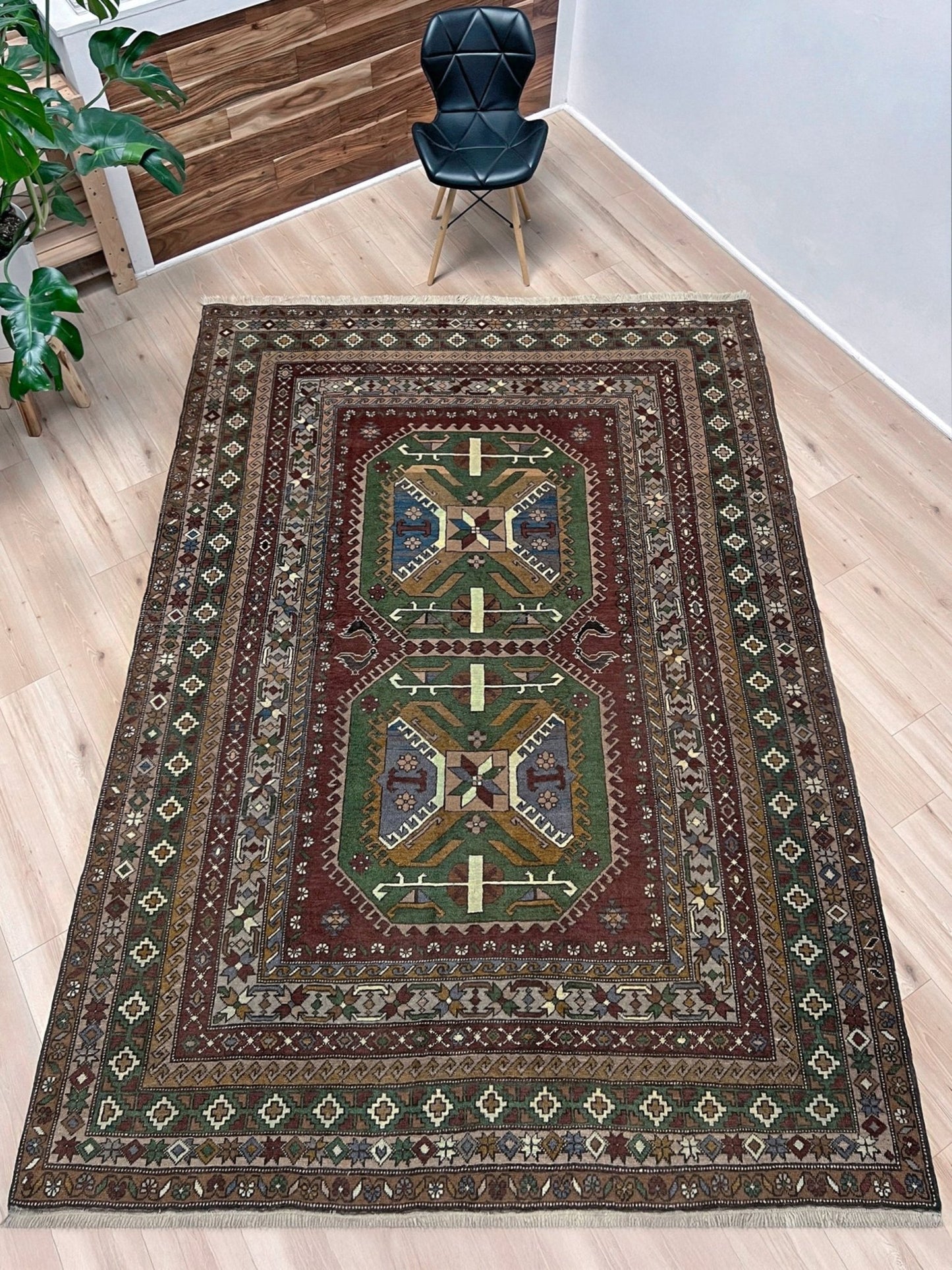 rustic brown earthy kars kurdish vintage rug 7x10 chestnut brown field geometric tribal anatolian wool rug 1970s indigo rugs san francisco bay area