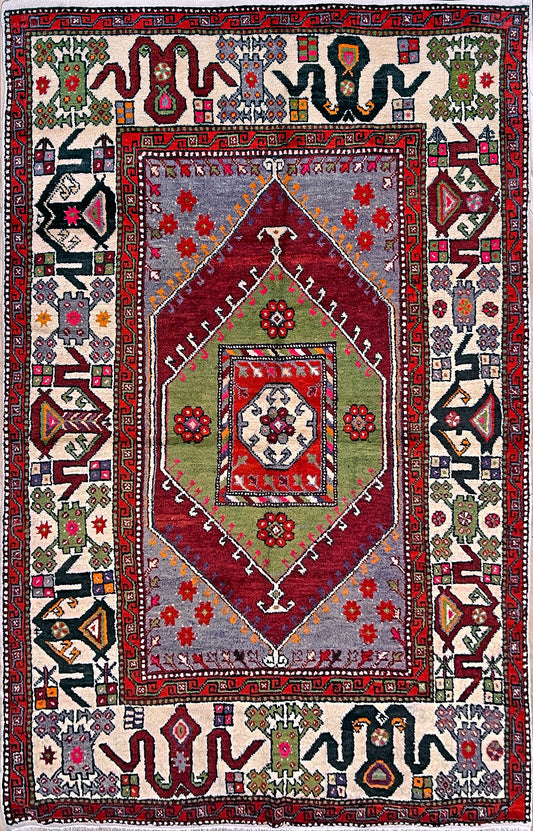 6X9 Cloudband vintage turkish rug shop Sf Bay area. Handmade rug buy online. Oriental rug shop palo alto.