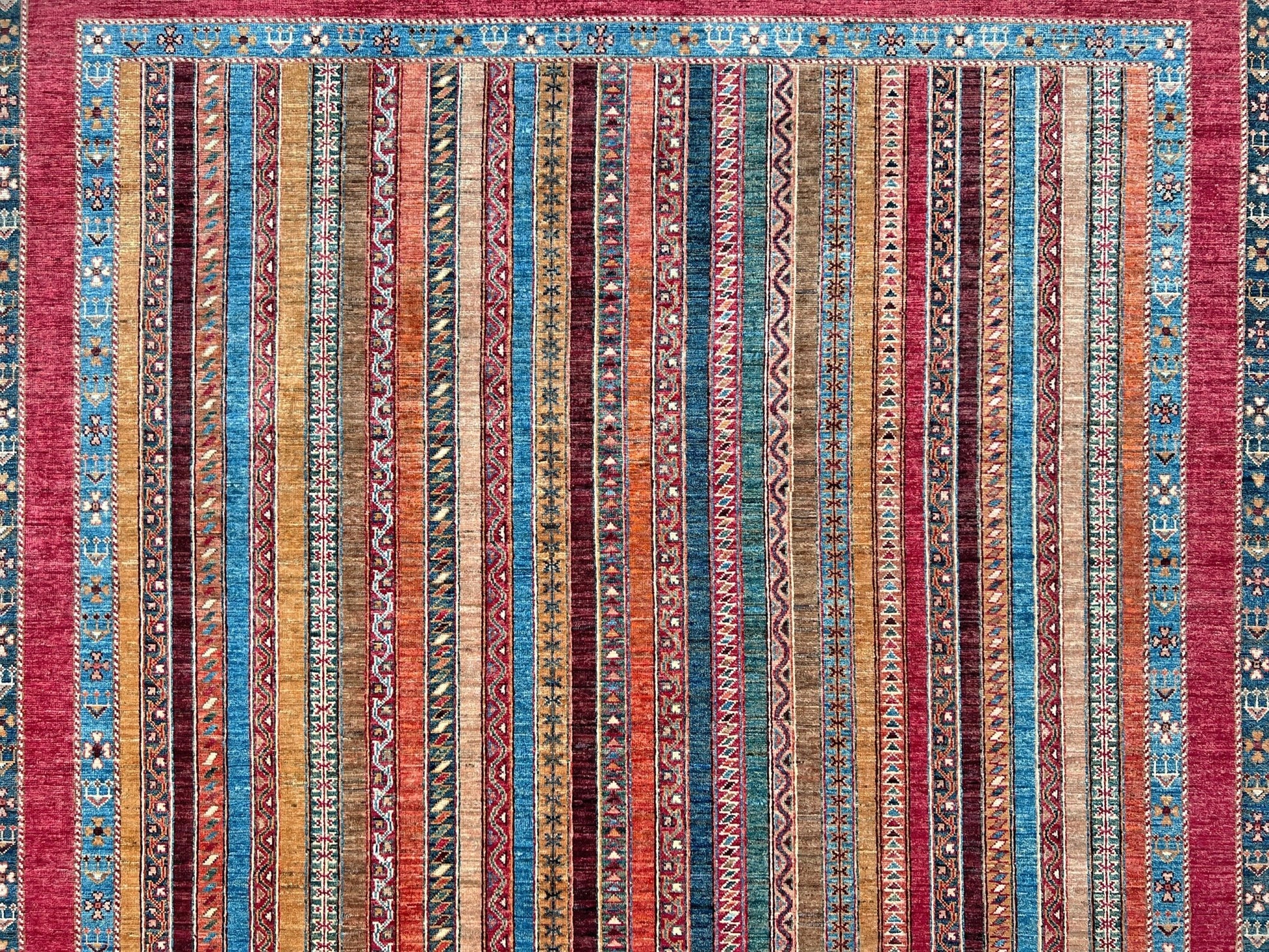 Shaal striped handmade rug with silky sheen. Luxury rug shop sf bay area. Oriental rug shop palo alto berkeley.