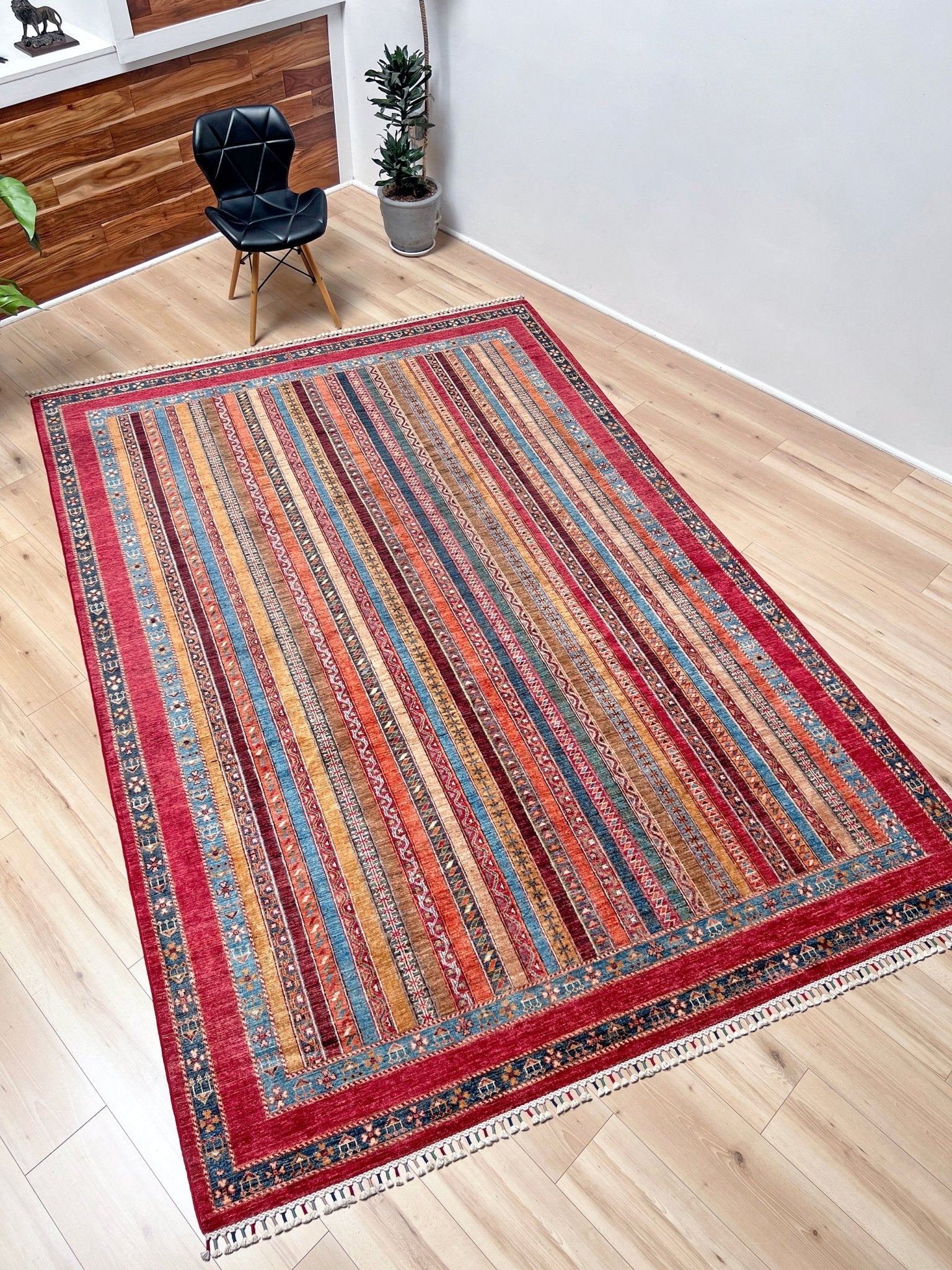 Shaal striped handmade rug with silky sheen. Luxury rug shop sf bay area. Oriental rug shop palo alto berkeley.