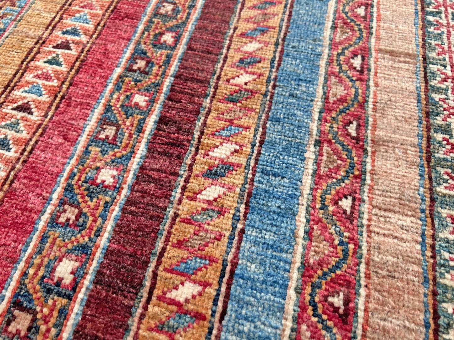 Shaal striped handmade rug with silky sheen. Luxury rug shop sf bay area. Oriental rug shop palo alto berkeley.