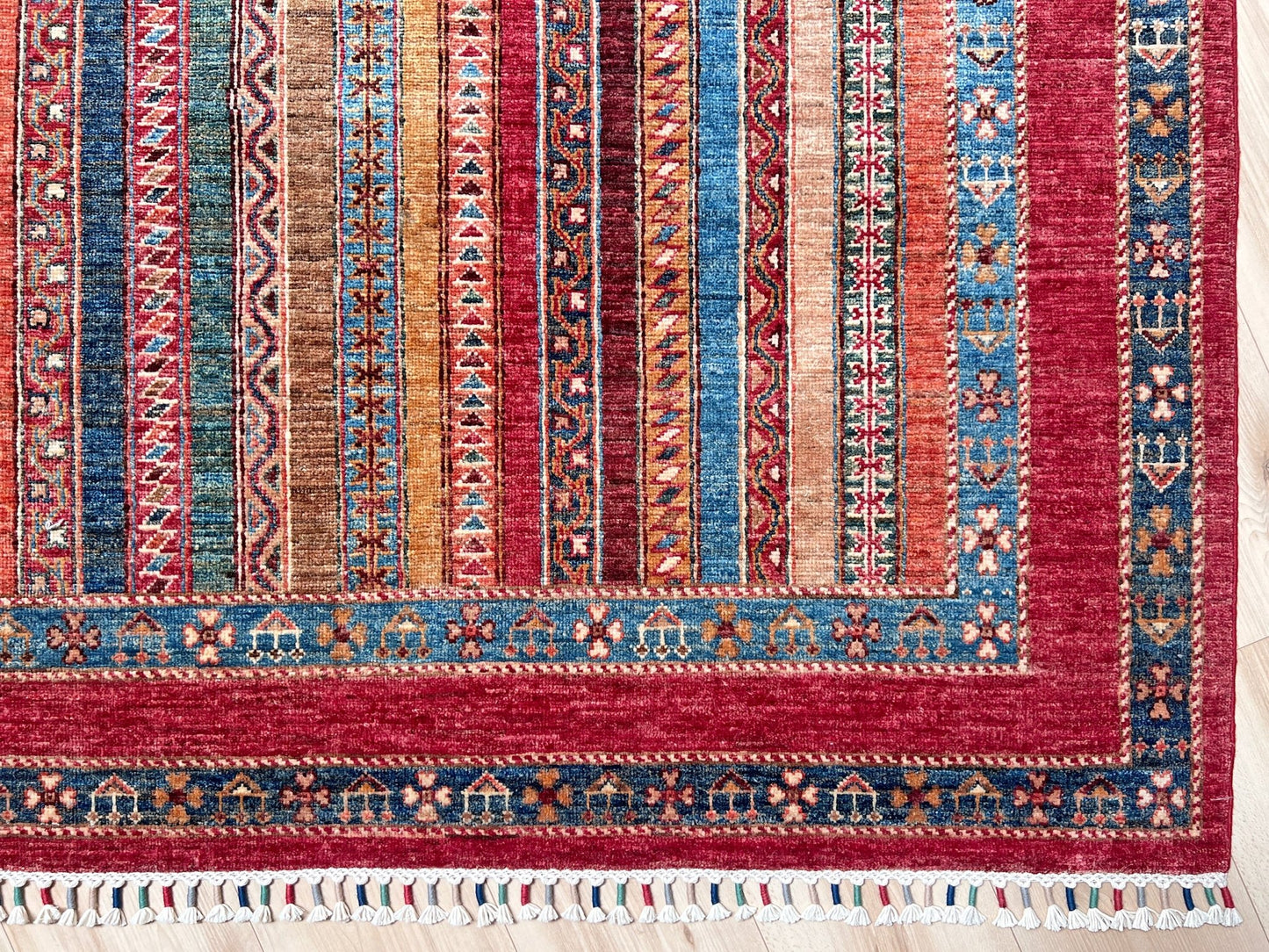 Shaal striped handmade rug with silky sheen. Luxury rug shop sf bay area. Oriental rug shop palo alto berkeley.