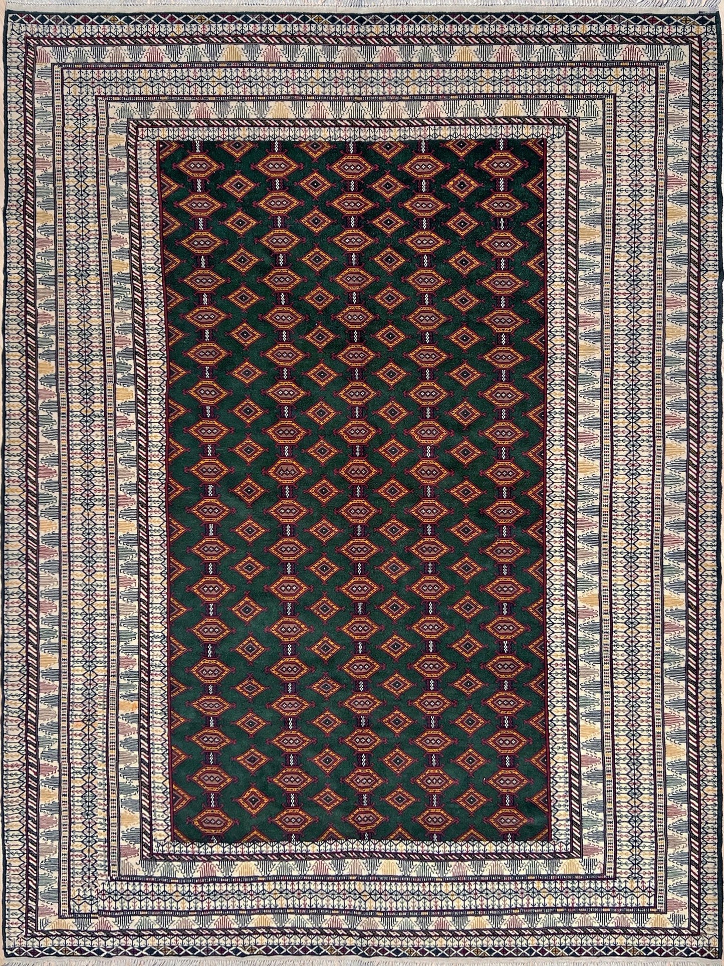 7x9 green geometric bukhara turkmen rug shop san francisco bay area. Handmade wool rug for living room bedroom nursery palo alto berkeley