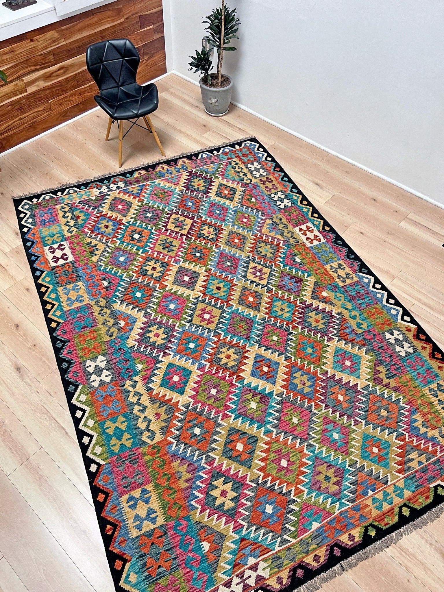 handmade wool kilim rug shop san francisco bay area. Vibrant flatweave rug for kitchen nursery bedroom living room