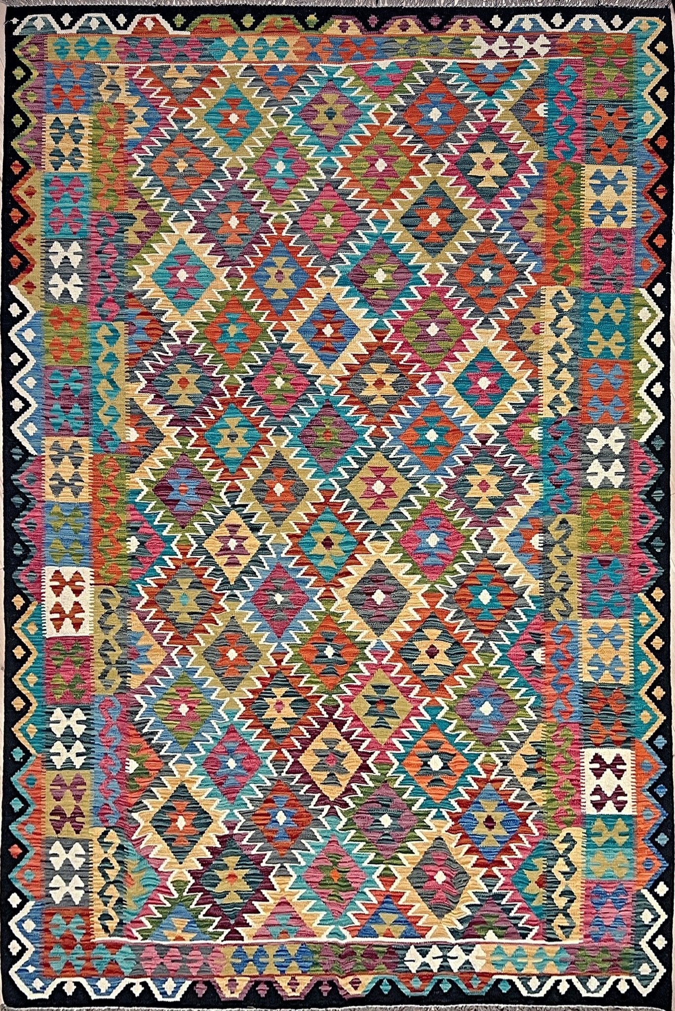 handmade wool kilim rug shop san francisco bay area. Vibrant flatweave rug for kitchen nursery bedroom living room