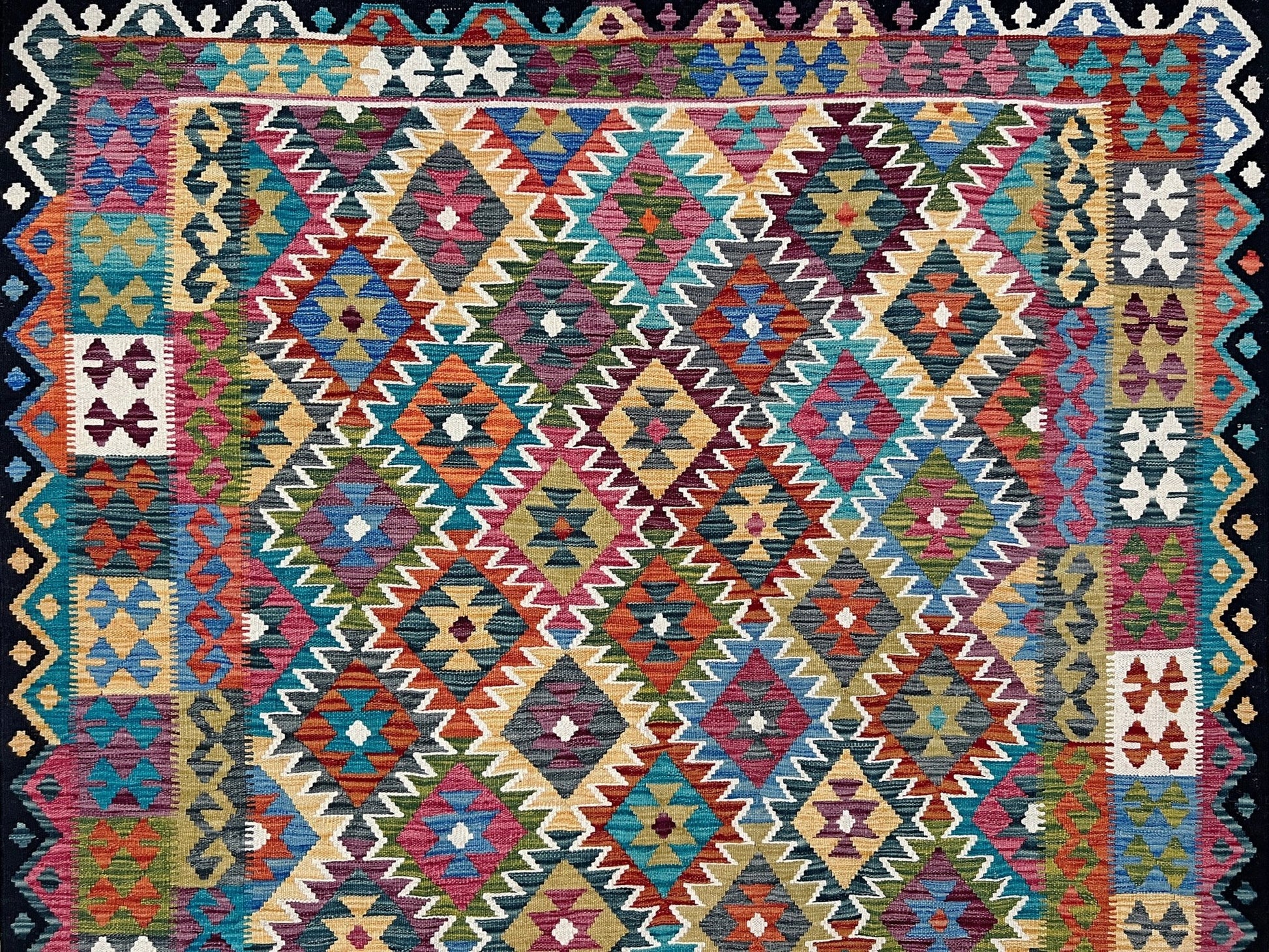 handmade wool kilim rug shop san francisco bay area. Vibrant flatweave rug for kitchen nursery bedroom living room