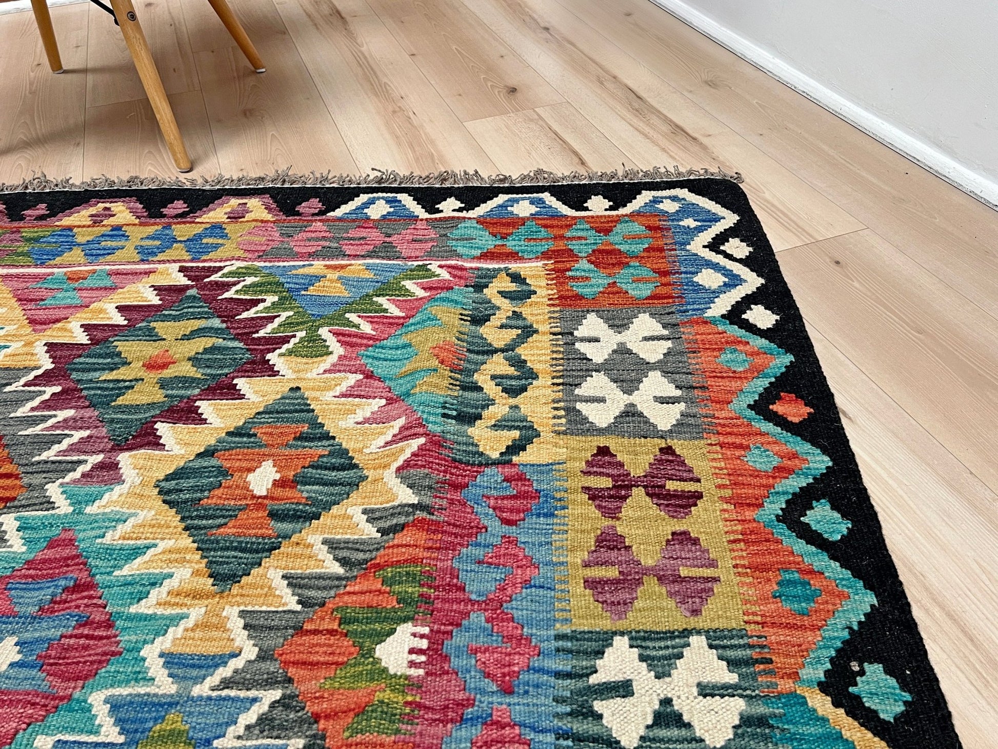 handmade wool kilim rug shop san francisco bay area. Vibrant flatweave rug for kitchen nursery bedroom living room