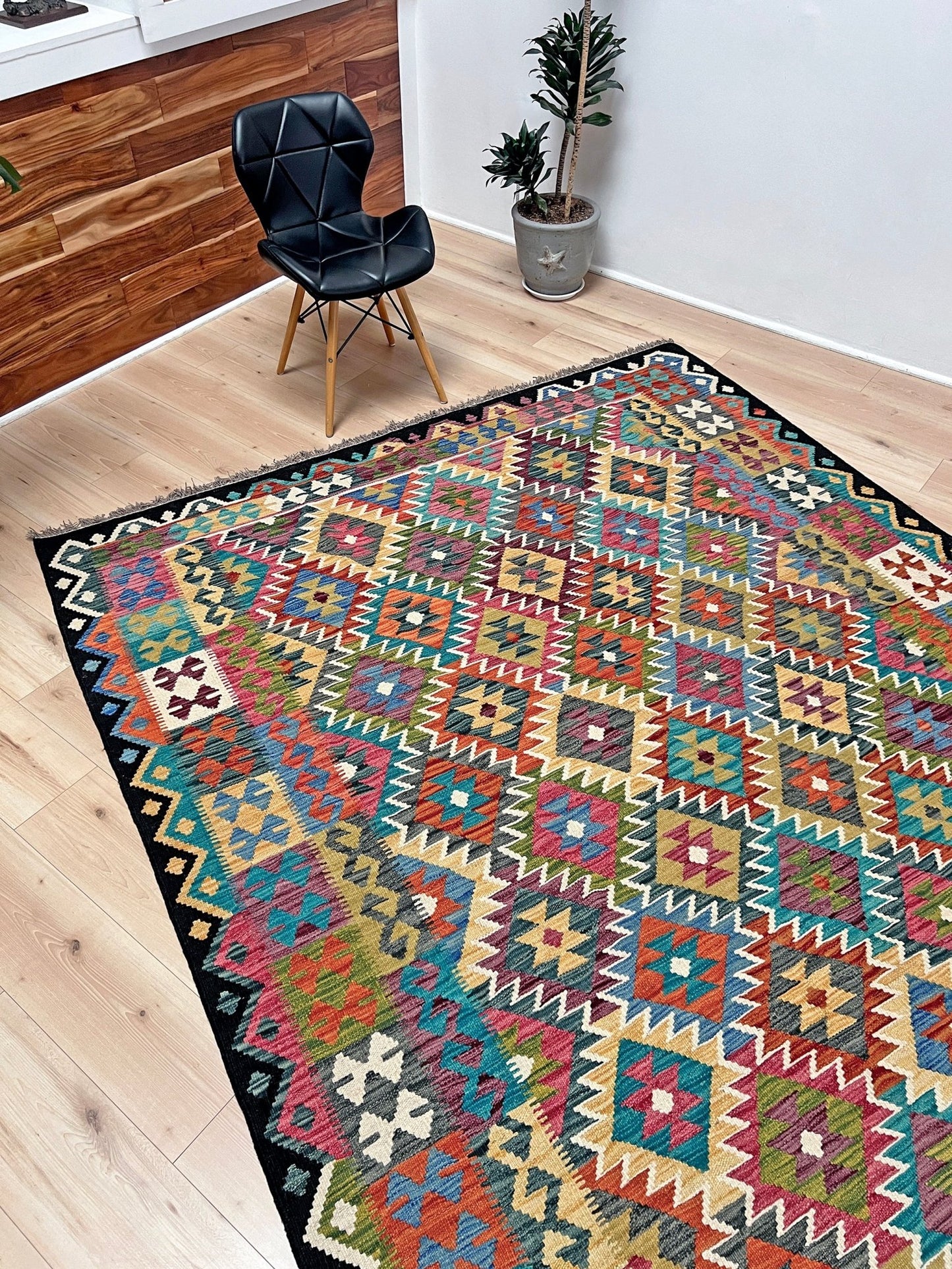 handmade wool kilim rug shop san francisco bay area. Vibrant flatweave rug for kitchen nursery bedroom living room