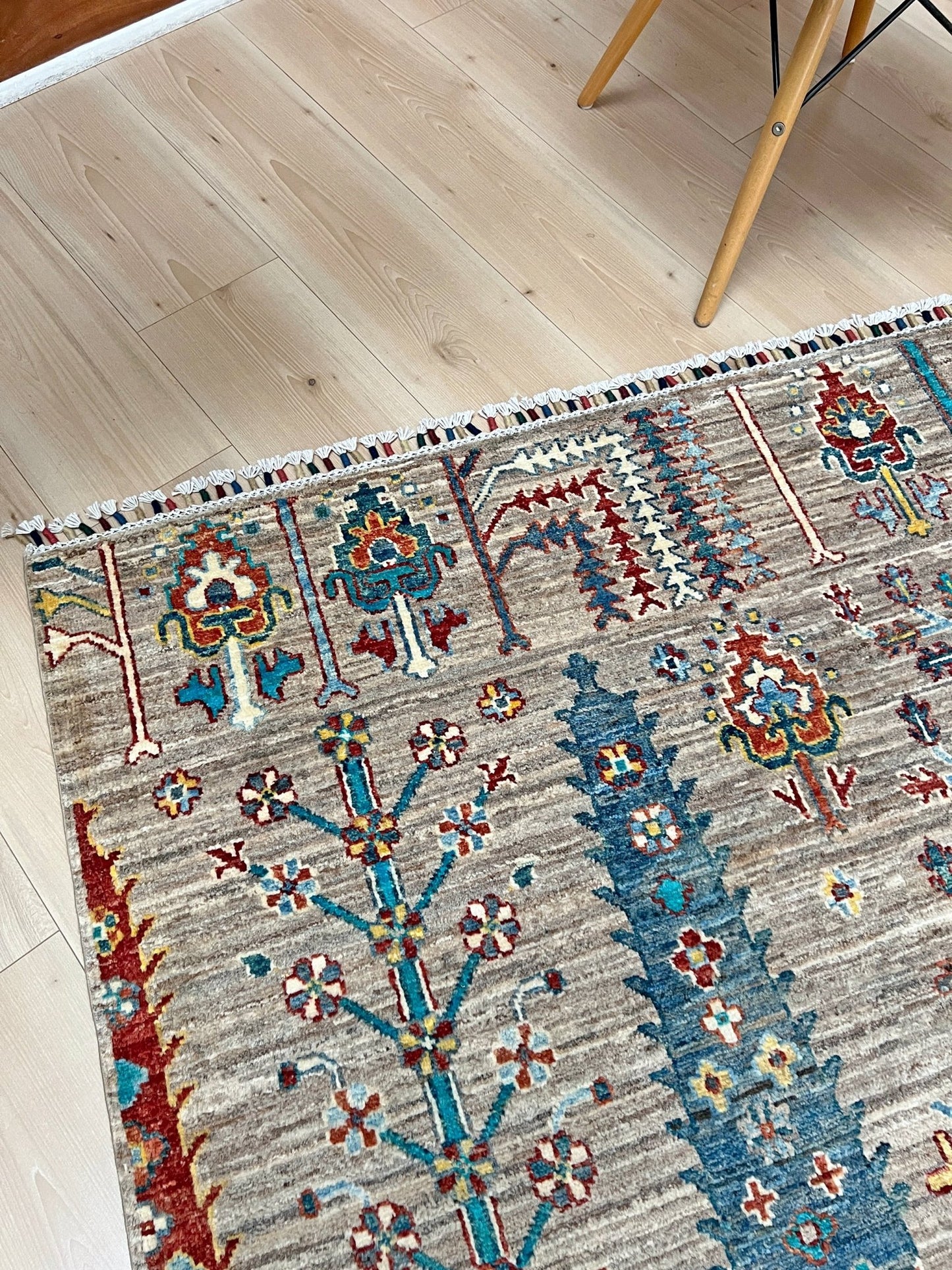 Tree of Life rug from the best luxury handmade rug shop in the San Francisco Bay Area. This exquisite piece features intricate patterns and vibrant colors, perfect for adding elegance to any space. Enjoy free shipping with your purchase.