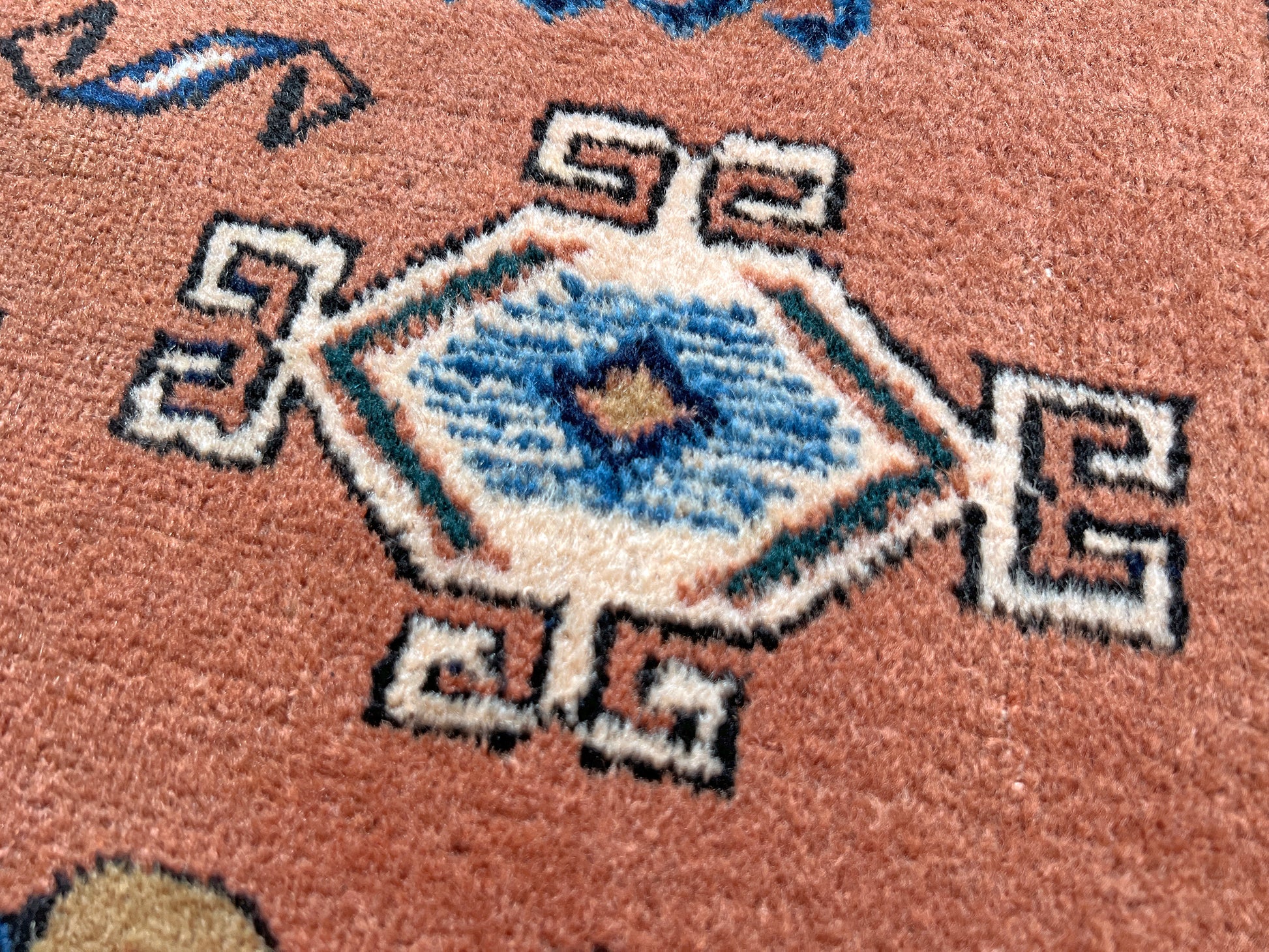 Ardebil vintage persian rug shop. 10x14 tribal peach salmon handmade wool rug available in the best rug shop in san francisco bay area with free shipping.