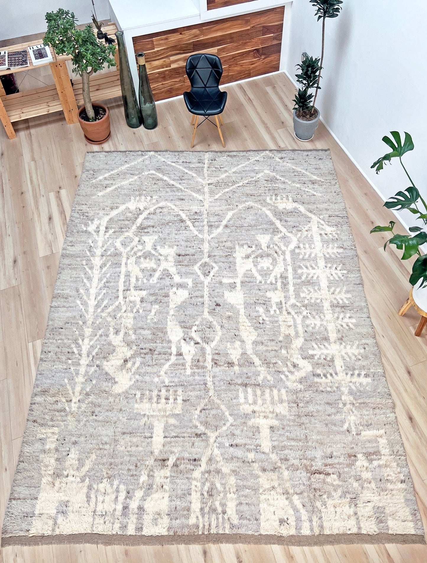 9x12 Minimalist Handmade Shag Moroccan Wool Area Rug with Neutral color Shop San Francisco Rug Bay Area. Buy Handmade Area Carpet Palo Alto Berkeley San Francisco Bay Area. Fee shipping 