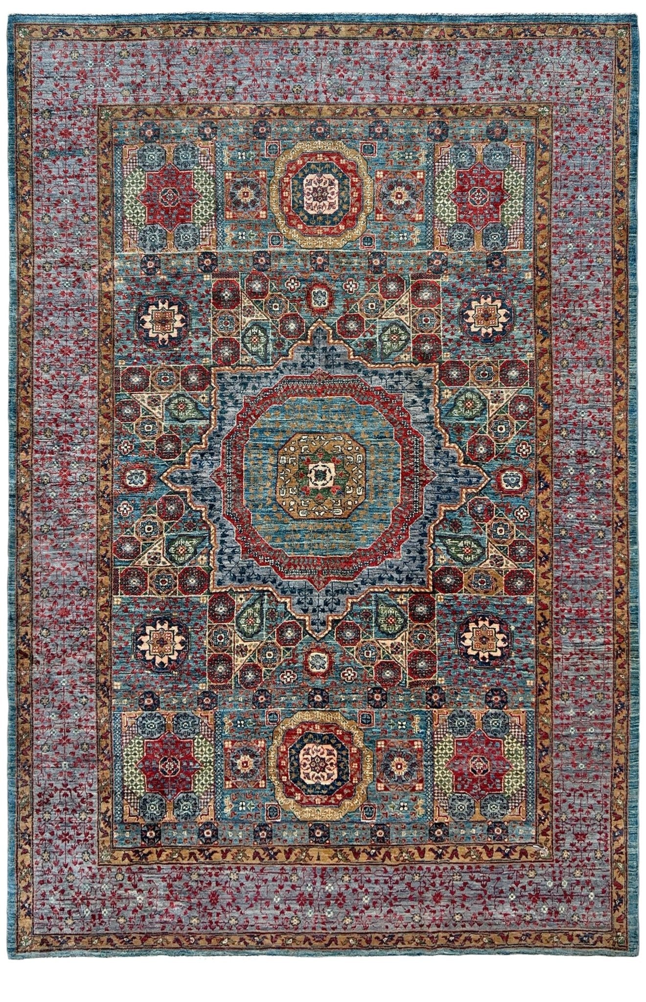 Sultanate Mamluk Luxury Area Rug • Handmade Ghazni Wool Carpet • 7x10 Large Rug for Living Room, Bedroom, Dining. Handmade rug shop san francisco bay area.
