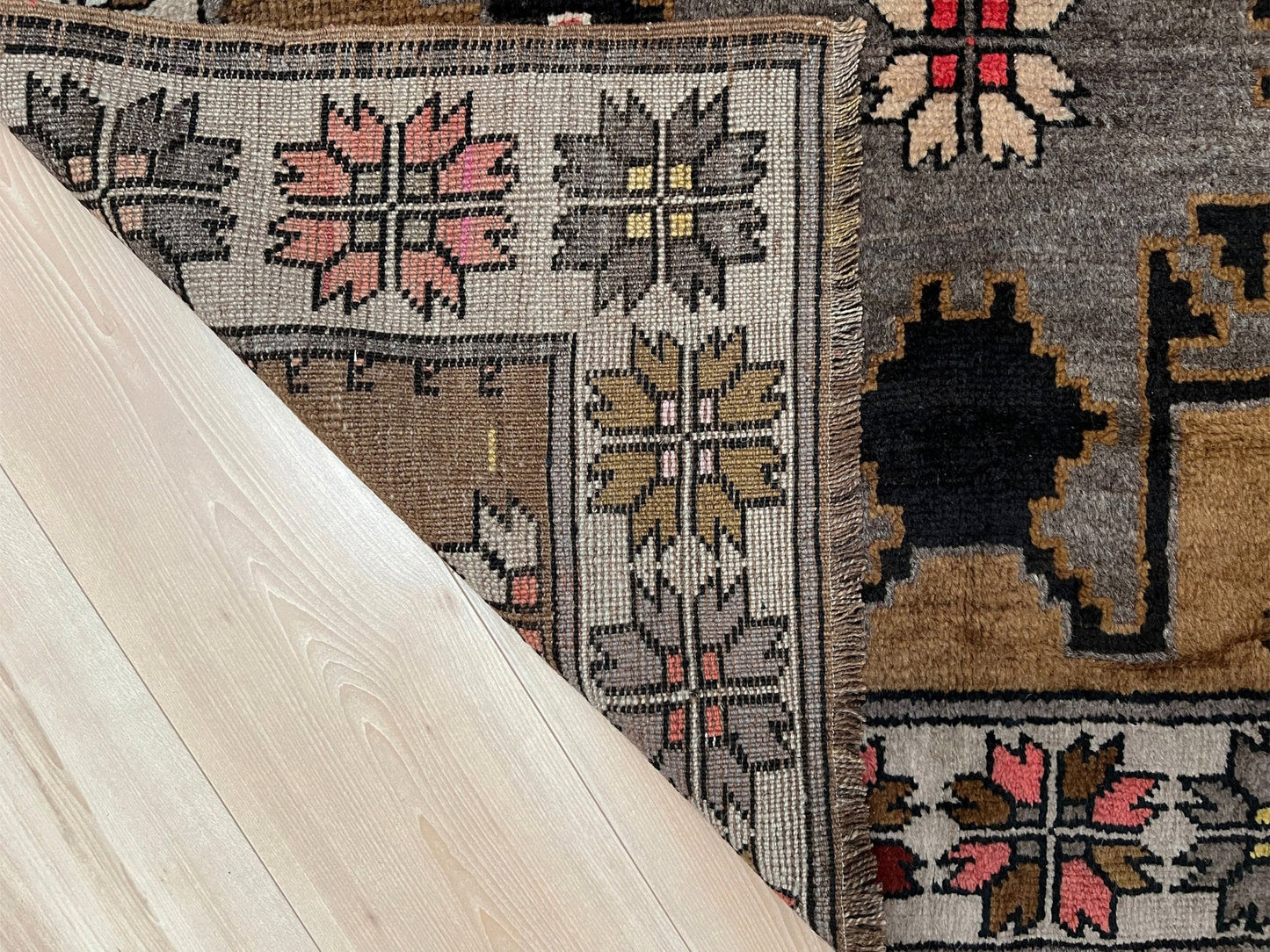 camel brown kars kurdish vintage rug 4x8 rustic handmade anatolian village rug geometric tribal wool rug dated 1981 indigo rugs san francisco bay area