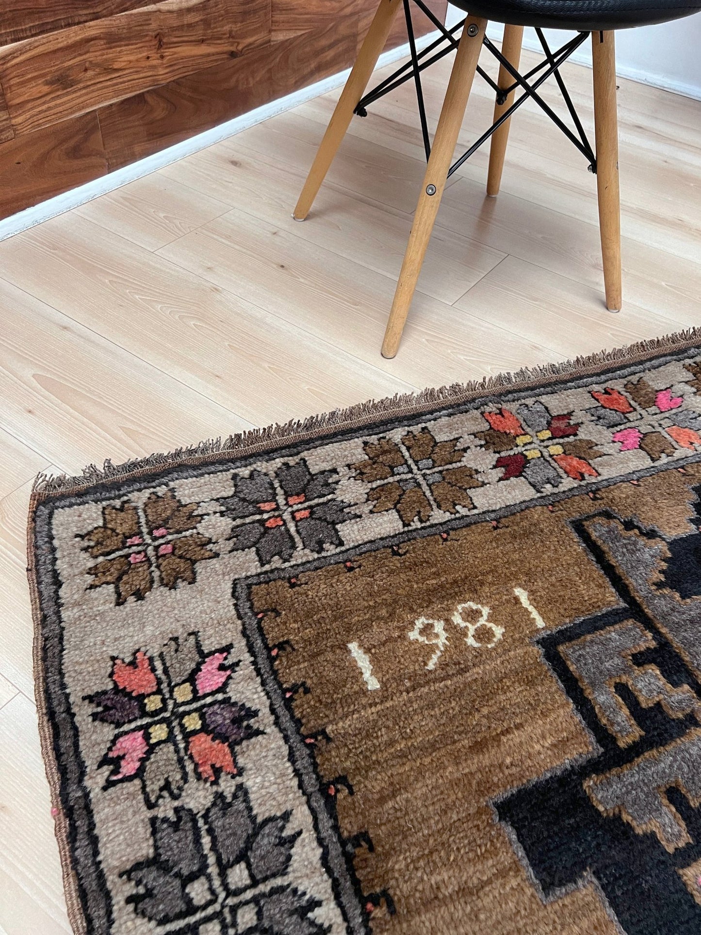 camel brown kars kurdish vintage rug 4x8 rustic handmade anatolian village rug geometric tribal wool rug dated 1981 indigo rugs san francisco bay area