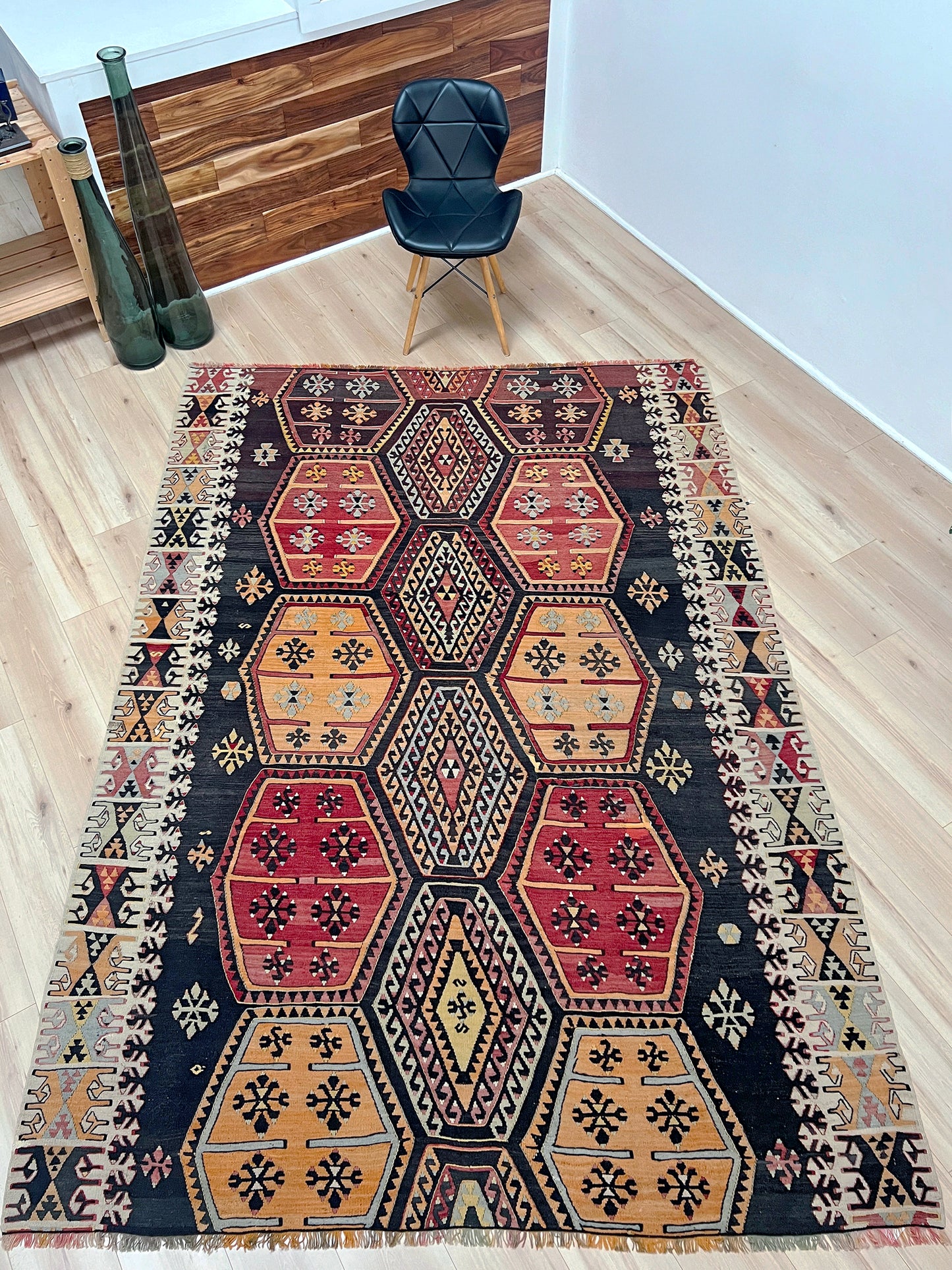 6x8 Sarkisla turkish kilim rug shop san francisco bay area. Handmade wool rug for bohemian tribal design. Buy handmade wool rug online.