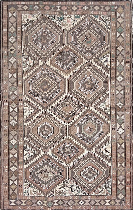 Shahsavan Soumak 4x6 Handmade Vintage Persian Rug Shop San Francisco Bay Area Palo Alto Berkeley. Tribal Scatter Wool Carpet for Nursery, Living Room, Kitchen, Bedroom. Free shipping