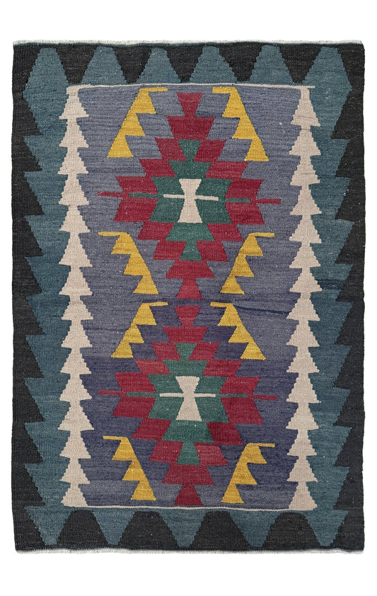 3x4 purple Navajo style tribal vintage turkish kilim wool rug for bedroom nursery kitchen entry tribal flatweave rug  shop san francisco bay area. Handmade wool flatweave rug.