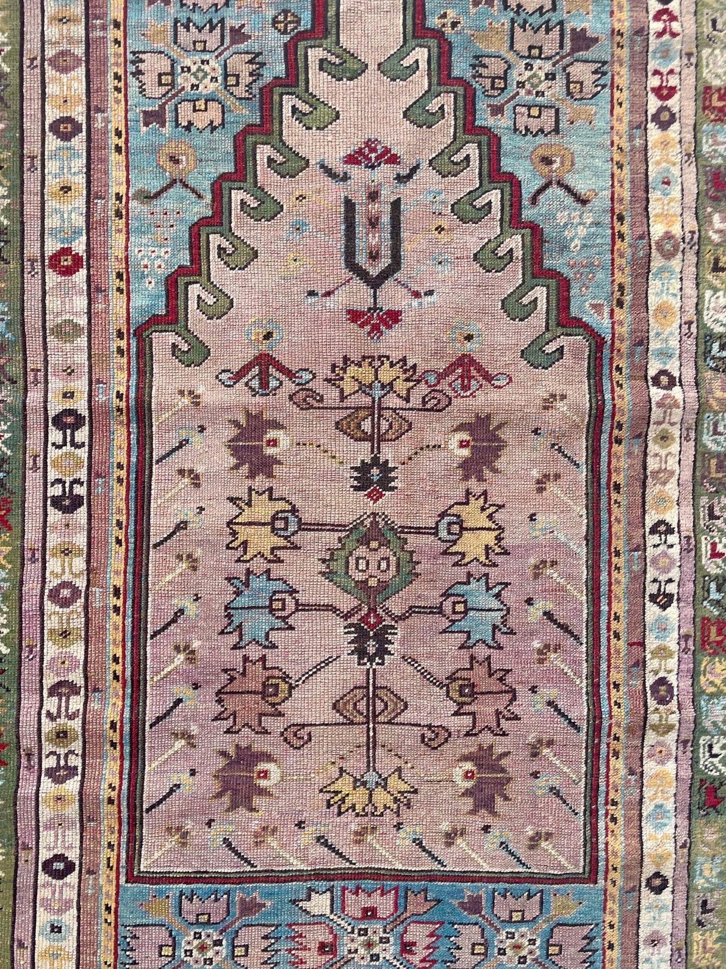 3x5 Kirsehir mucur antique turkish prayer rug wall art shop san francisco bay area. Wall hanging wool antique rug. Oriental rug shop. Buy handmade wool rug