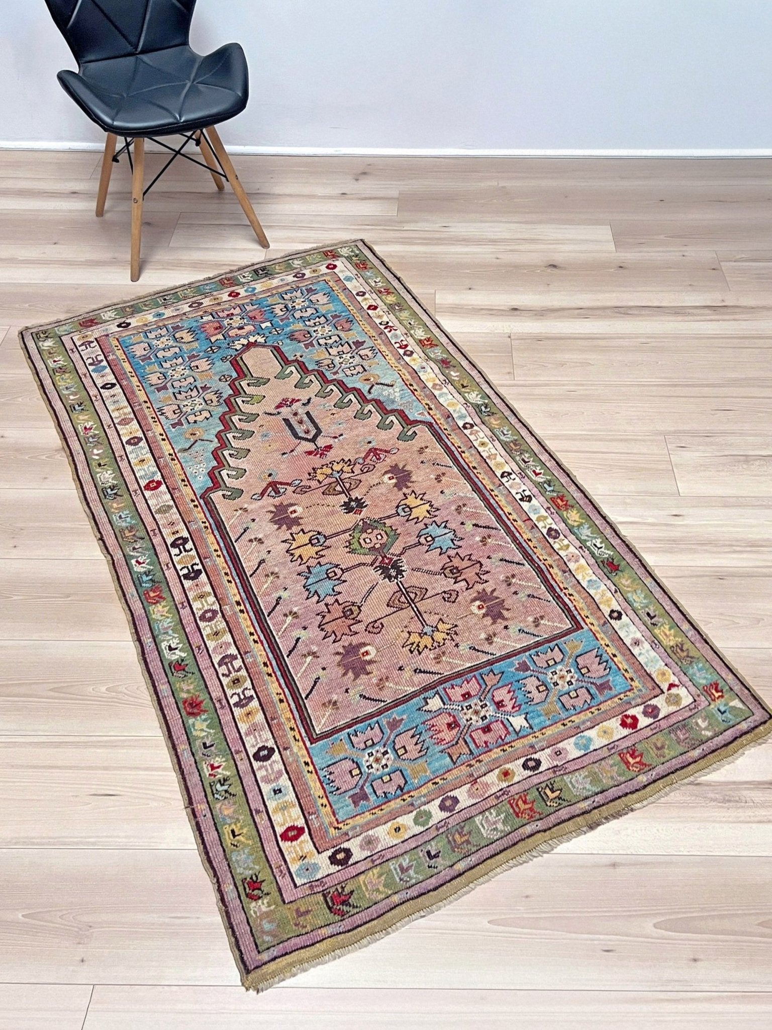 3x5 Kirsehir mucur antique turkish prayer rug wall art shop san francisco bay area. Wall hanging wool antique rug. Oriental rug shop. Buy handmade wool rug