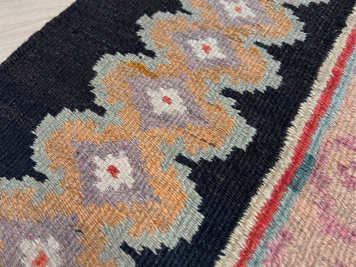 Moldovan Rose Kilim • Handmade Floral Vintage European Flatweave Rug / Wall Art (4'x7'6")