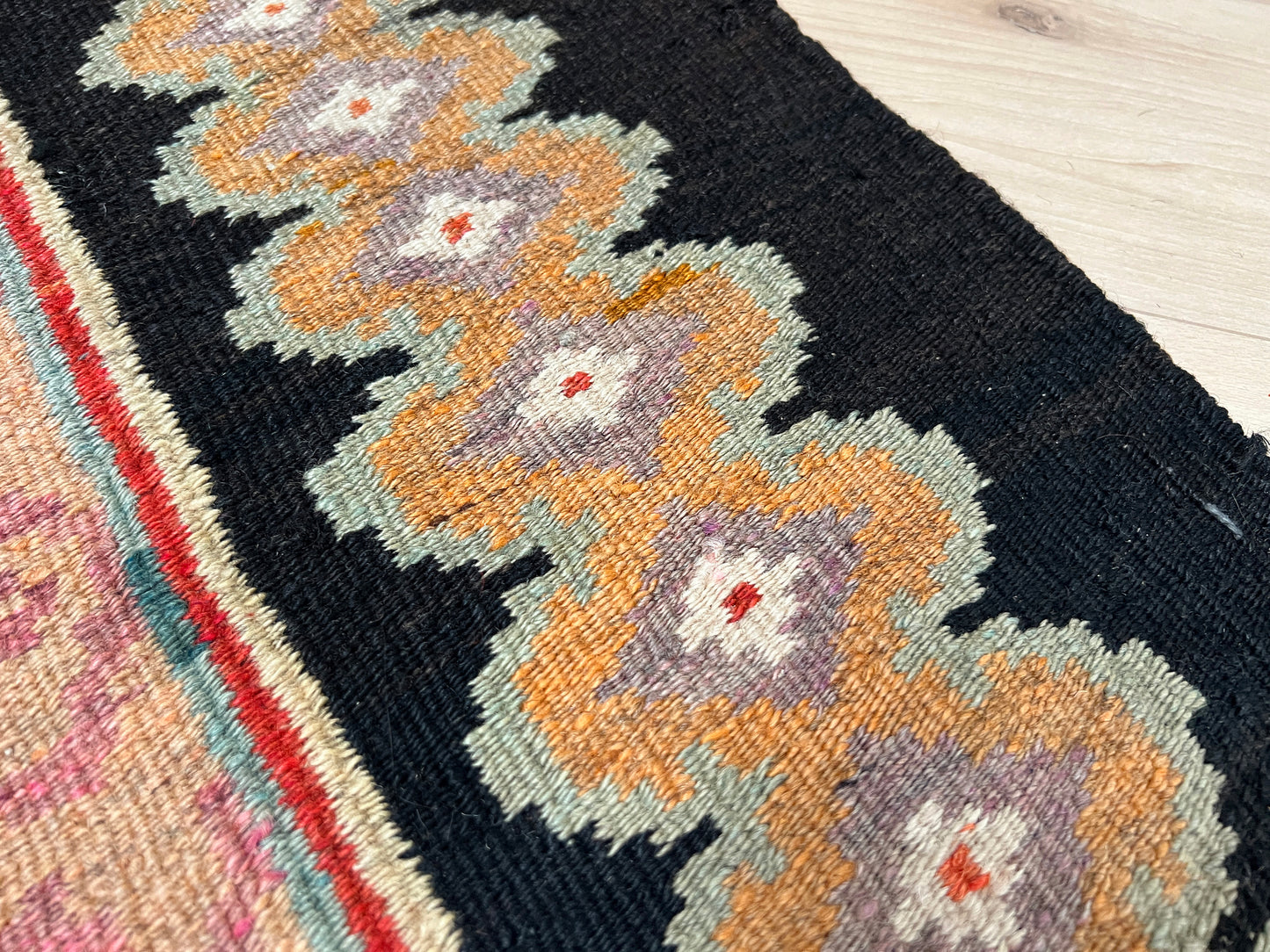 Rose Kilim • Handmade Moldovan Vintage Flatweave Rug (4'x7'6")