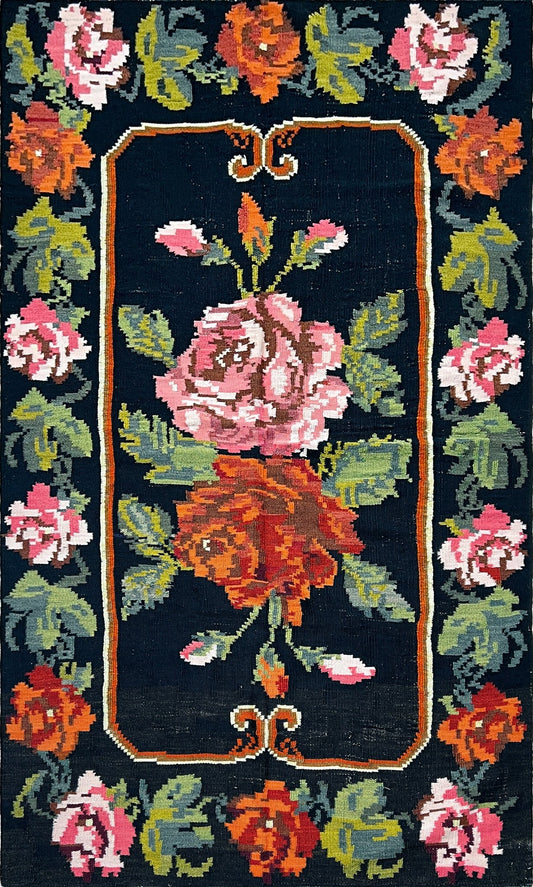 5x7 Rose Kilim Handmade Moldovan Kilim Rug Shop San Francisco Bay Area. Wool flatweave Carpet shop Palo Alto Berkeley for Living Room, Dining, Kitchen, Bedroom, Nursery. Free shipping.