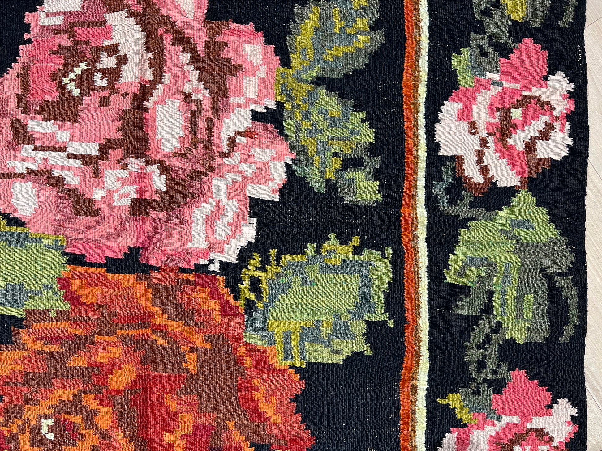 5x7 Rose Kilim Handmade Moldovan Kilim Rug Shop San Francisco Bay Area. Wool flatweave Carpet shop Palo Alto Berkeley for Living Room, Dining, Kitchen, Bedroom, Nursery. Free shipping.