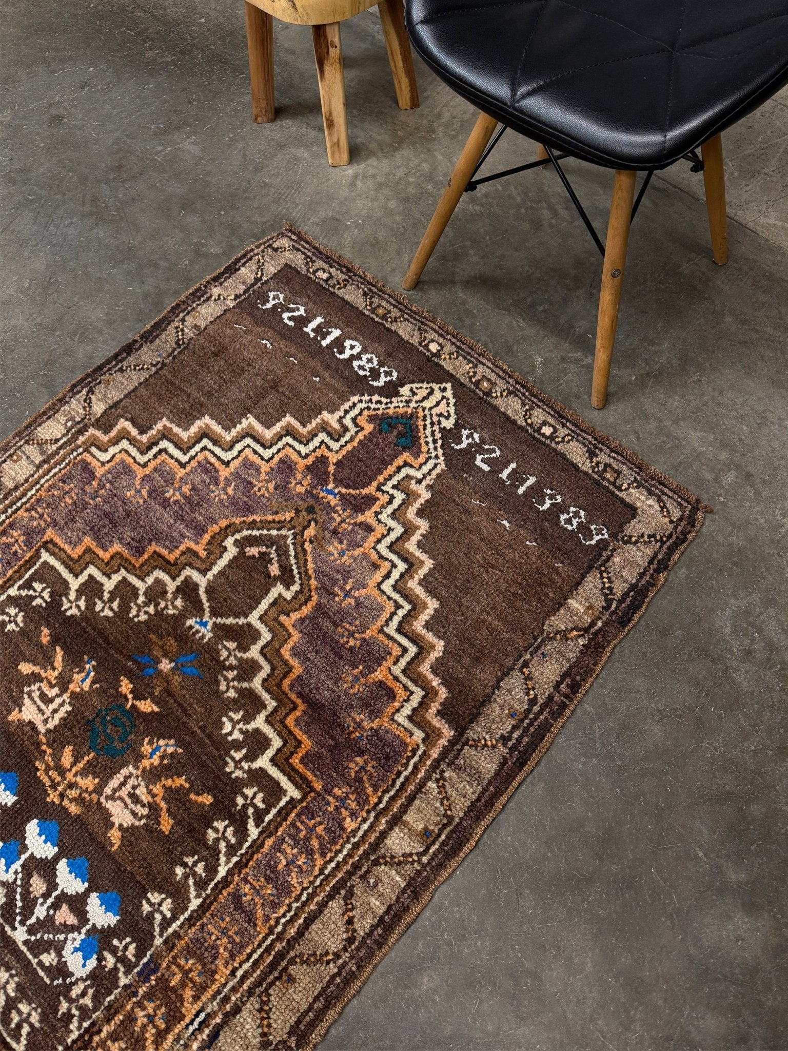 3x4 Kars Wool vintage turkish mini rug. Handmade turkish rug shop san francisco bay area. Buy handmade wool rug online
