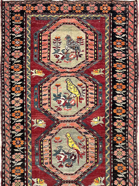 4x9 Semi-antique Derbend Caucasian wide runner Rug for hallway entryway living room, dining, kitchen, bedroom. Oriental Rug Shop San Francisco Bay Area, Portland, Seattle, Berkeley.Free shipping