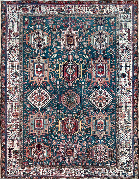 7x9  karadja heriz vintage persian aera rug for living room bedroom dining. Handmade wool Oriental rug shop san francisco bay area. Buy handmade wool vintage rug online