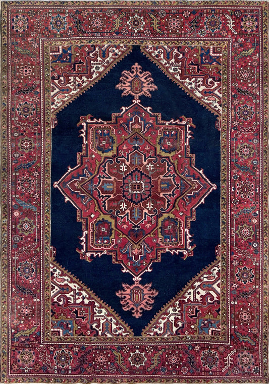 8x10 red navy pink heriz vintage persian rug. oriental rug shop san francisco bay area. Buy persian rug online free shipping to US 