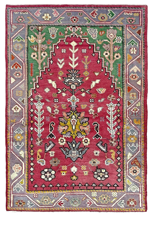 Vintage Turkish Maden mini rug with  handmade wool 3×4 mini carpet.