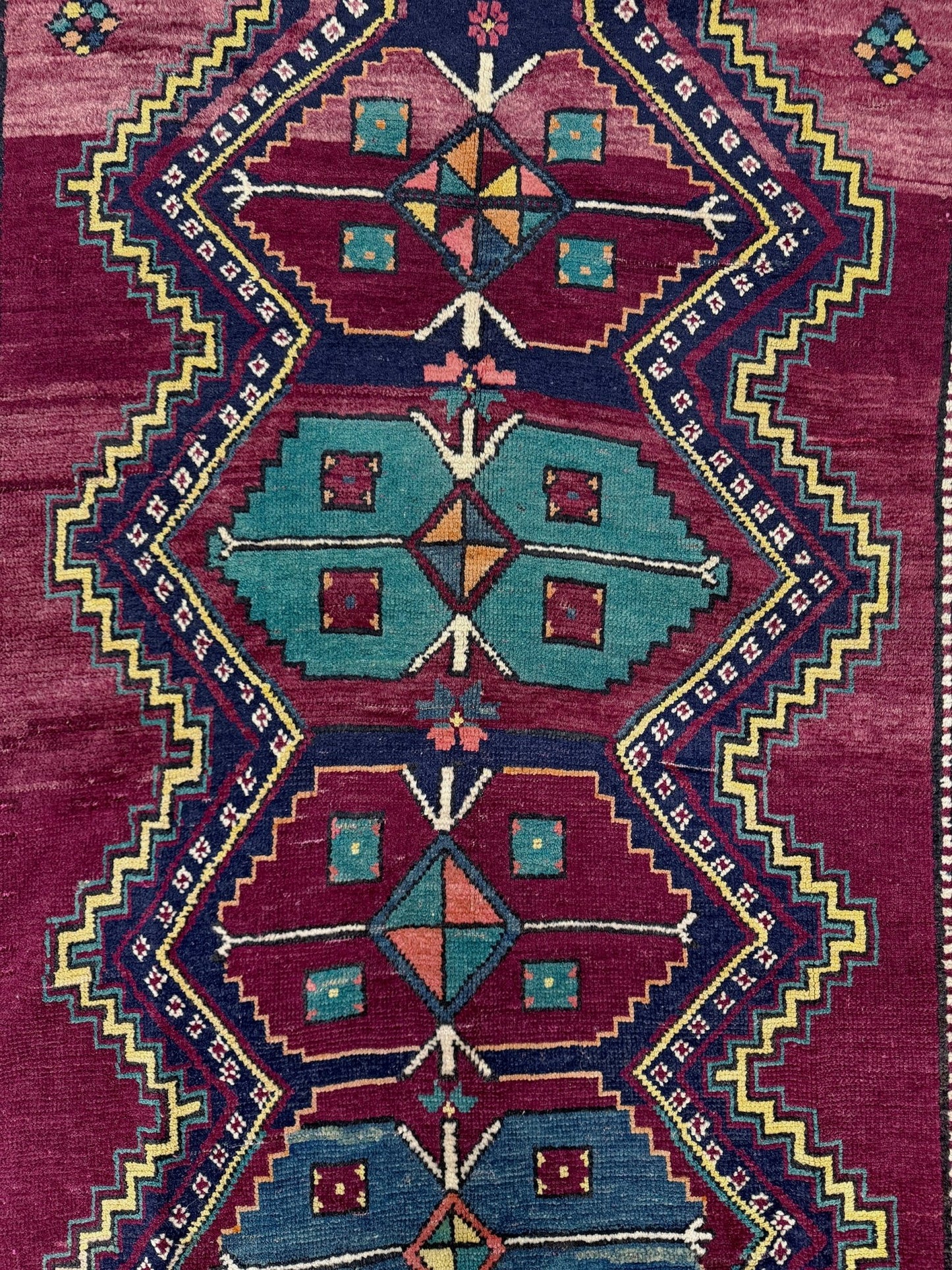 vintage kazak caucasian rug 6x9 burgundy field tribal geometric handmade wool 1940s antique style rug san francisco bay area rug shop indigo rugs