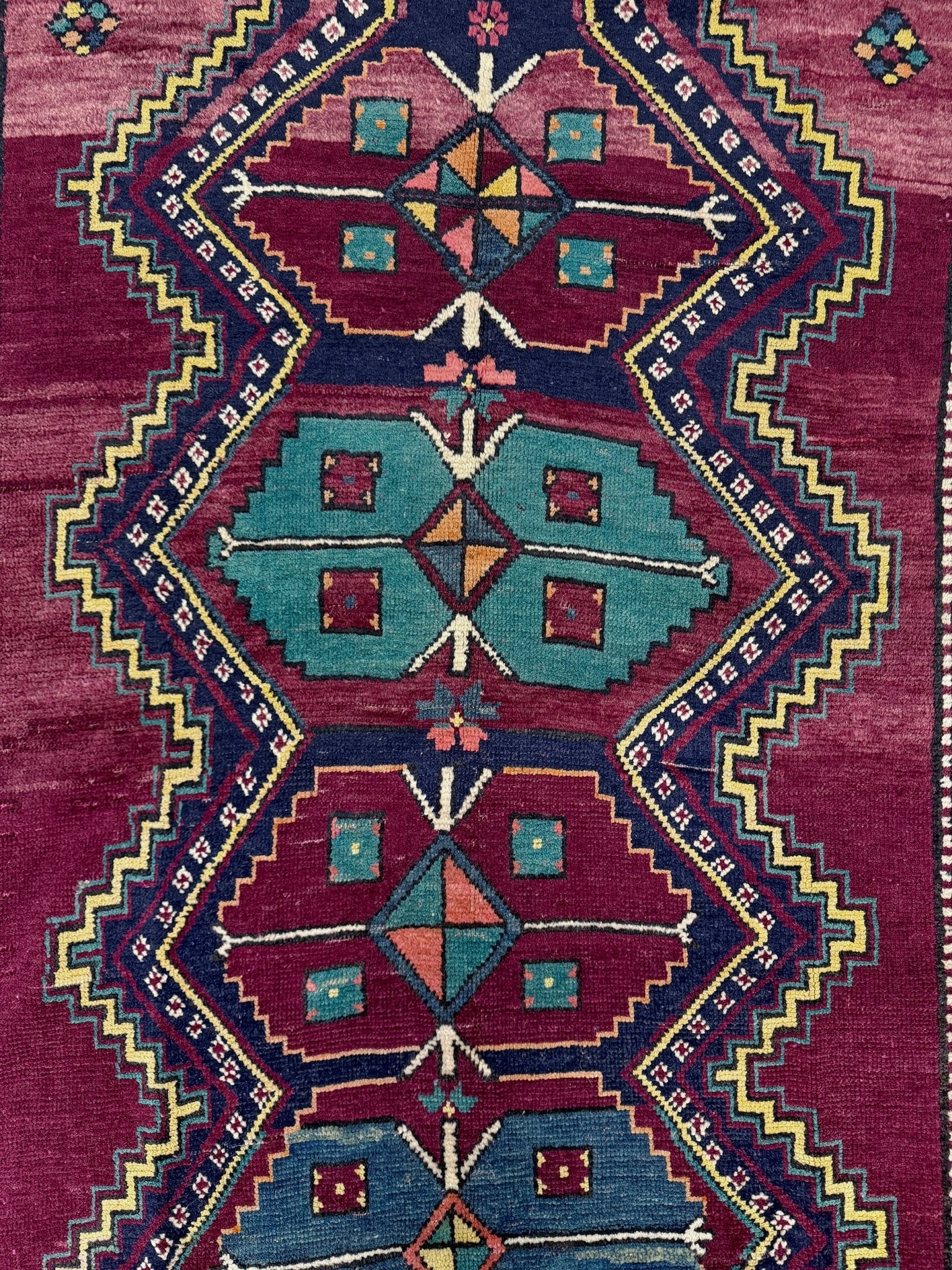 vintage kazak caucasian rug 6x9 burgundy field tribal geometric handmade wool 1940s antique style rug san francisco bay area rug shop indigo rugs