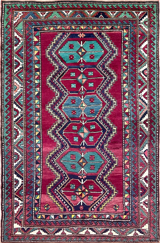 6X9 Kazak Caucasian Rug. Rug for living room, dining, bedroom. Tribal Rug Shop San Francisco Bay Area. Buy handmade wool rug online free shipping USA and Canada.