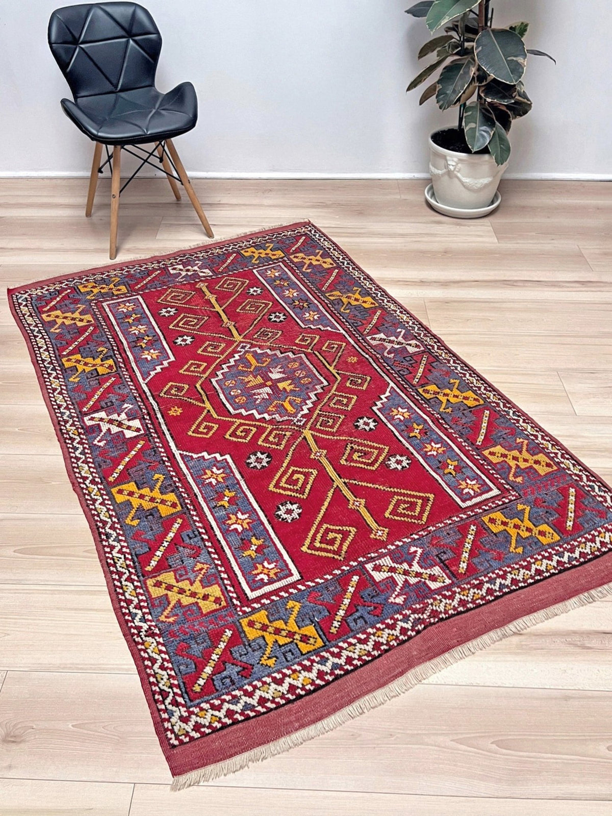 4x6 Canakkale vintage turkish rug Handmade wool scatter accent rug for nursery living room bedroom Turkish rug shop san francisco bay area