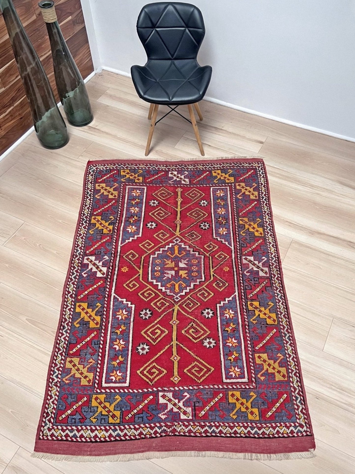 4x6 Canakkale vintage turkish rug Handmade wool scatter accent rug for nursery living room bedroom Turkish rug shop san francisco bay area