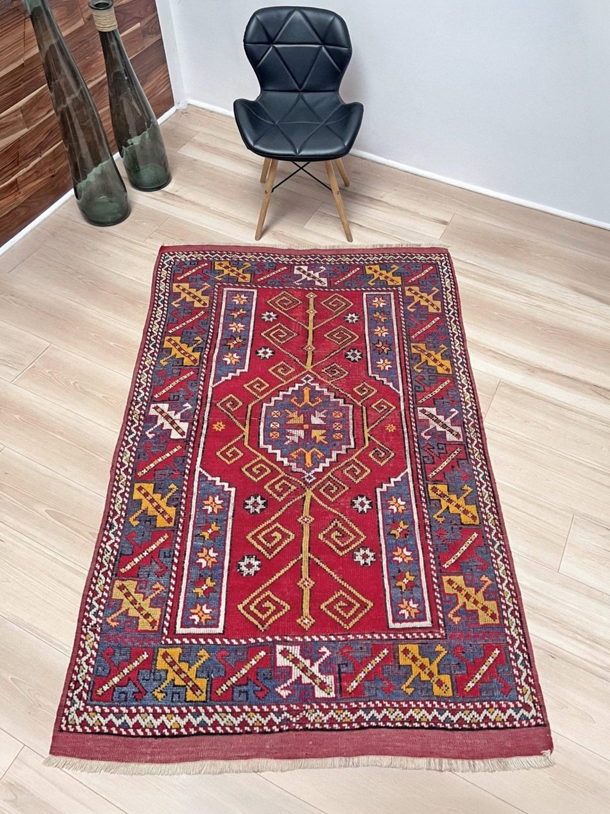 4x6 Canakkale vintage turkish rug Handmade wool scatter accent rug for nursery living room bedroom Turkish rug shop san francisco bay area