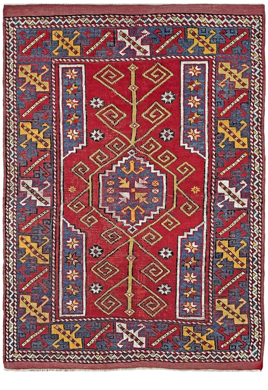 4x6 Canakkale vintage turkish rug Handmade wool scatter accent rug for nursery living room bedroom Turkish rug shop san francisco bay area