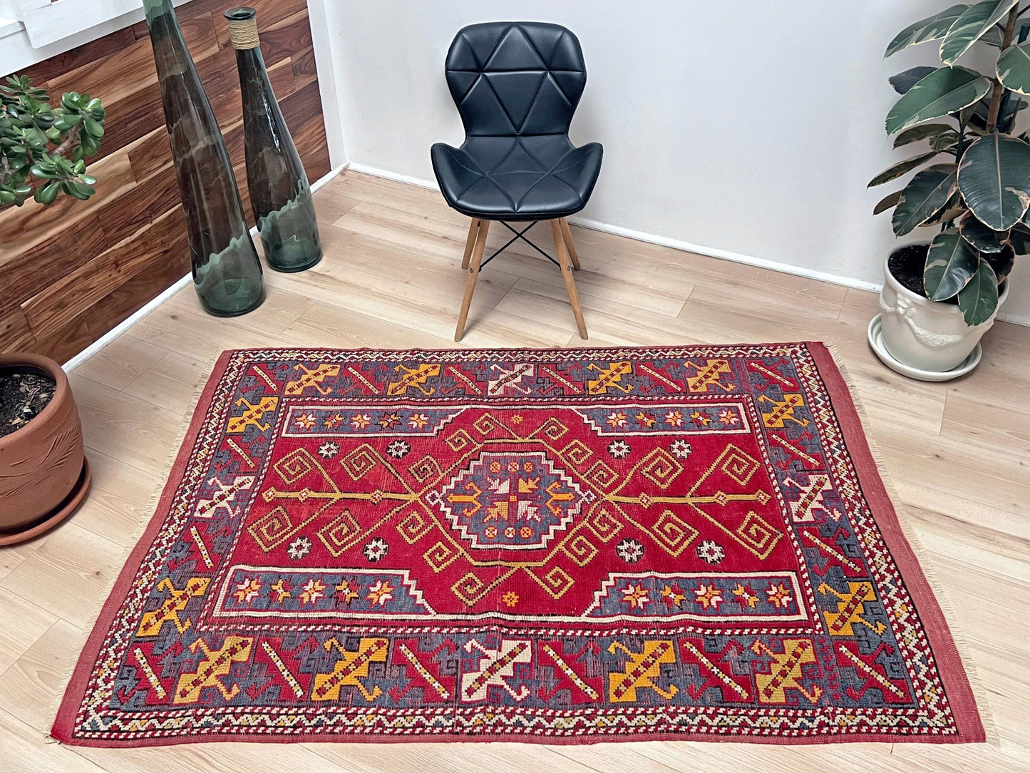 4x6 Canakkale vintage turkish rug Handmade wool scatter accent rug for nursery living room bedroom Turkish rug shop san francisco bay area