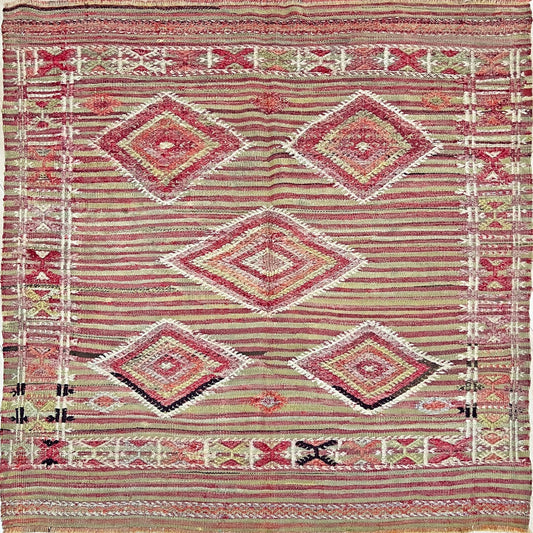 square vintage turkish kilim rug shop berkeley palo alto. Handmade wool flatweave rug san francisco bay area.