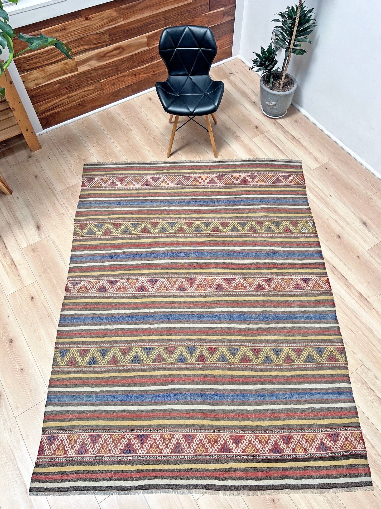 striped vintage turkish kilim rug  shop san francisco bay area. Handmade wool flatweave rug living room, bedroom kitchen nursery