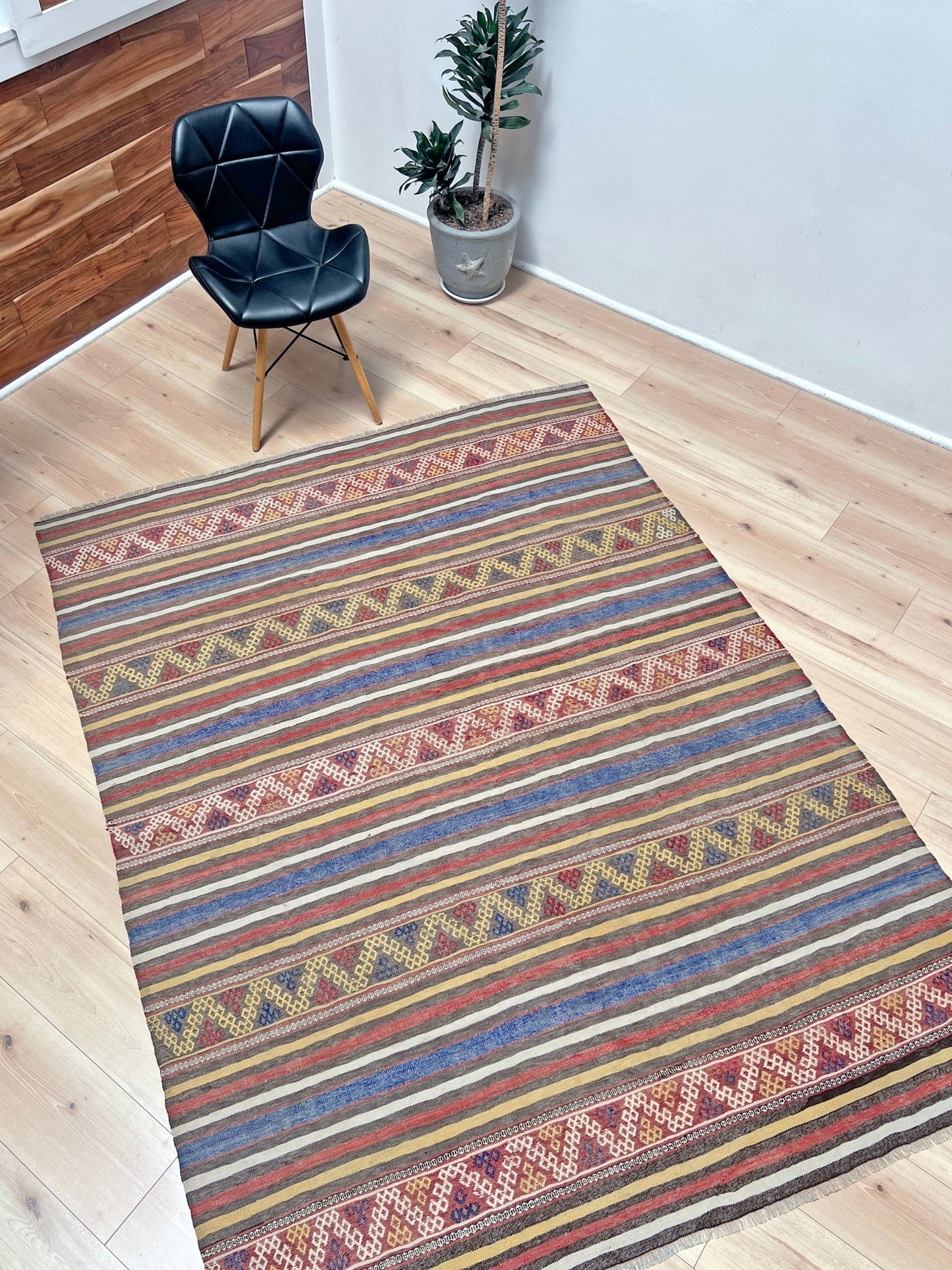 striped vintage turkish kilim rug  shop san francisco bay area. Handmade wool flatweave rug living room, bedroom kitchen nursery