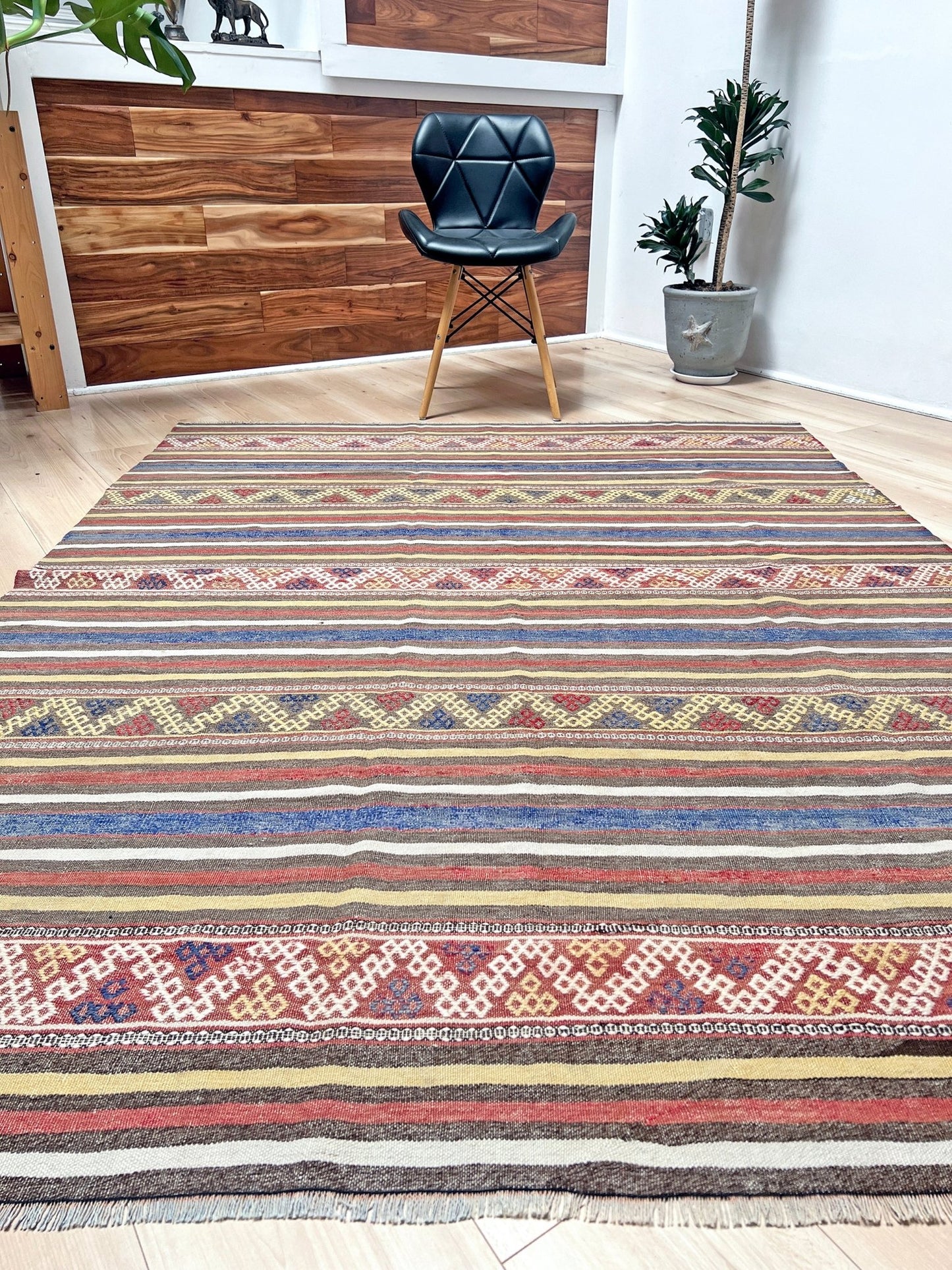 striped vintage turkish kilim rug  shop san francisco bay area. Handmade wool flatweave rug living room, bedroom kitchen nursery