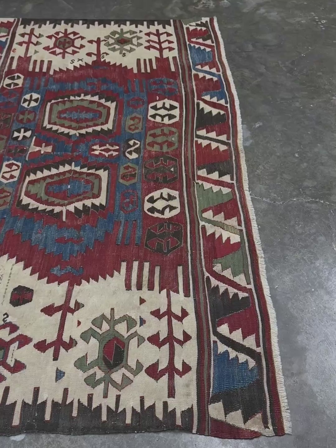 Antique konya turkish kilim rug 6x9 vintage tribal geometric flatweave 1930s distressed handmade anatolian wool rug san francisco bay area rug shop indigo rugs